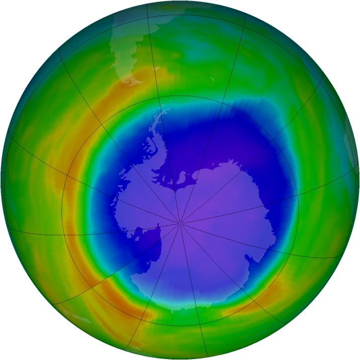 Antarctic ozone map for 01 October 1990